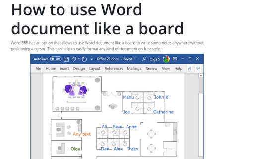 How to use Word document like a board