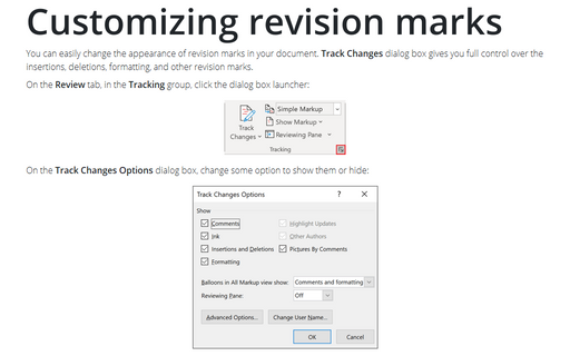 Customizing revision marks