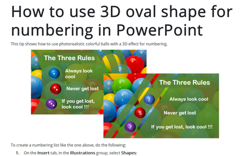 How to use 3D oval shape for numbering in PowerPoint
