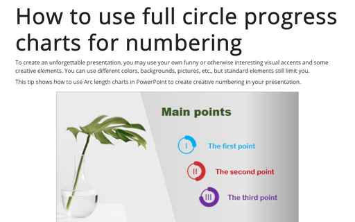 How to use full circle progress charts for numbering