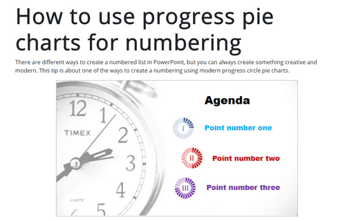 How to use progress pie charts for numbering in PowerPoint