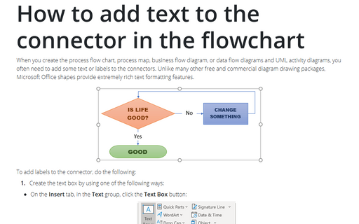 How to add text to the connector in the flowchart