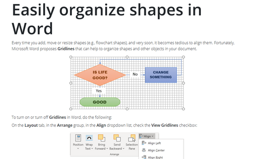 Easily organize shapes in Word