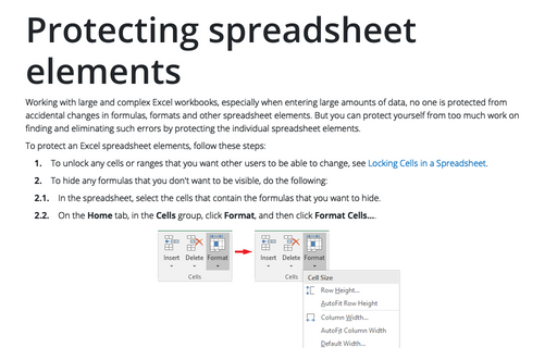 Protecting spreadsheet elements