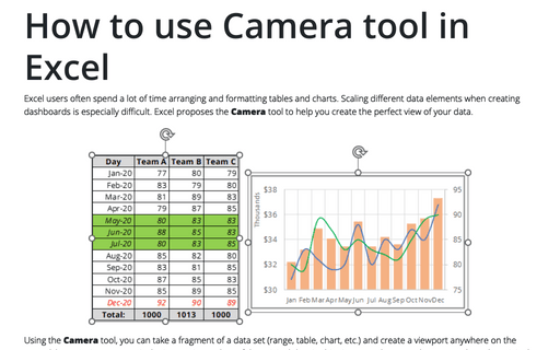 How to use Camera tool in Excel
