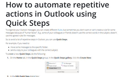 How to automate repetitive actions in Outlook using Quick Steps