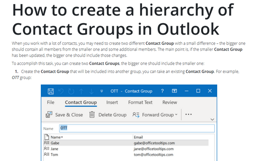 How to create a hierarchy of Contact Groups in Outlook