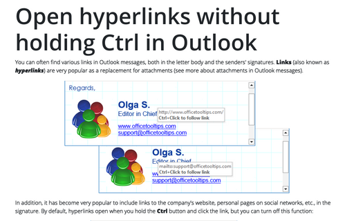 Open hyperlinks without holding Ctrl in Outlook