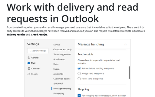Work with delivery and read requests in Outlook