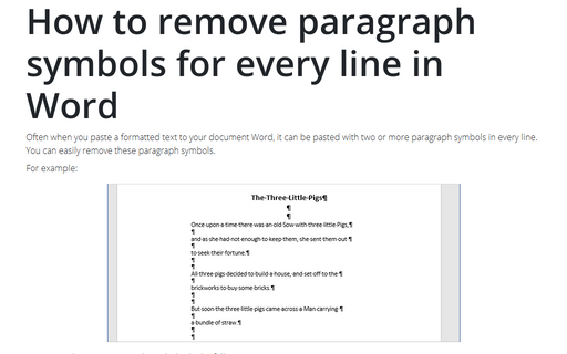How to remove paragraph symbols for every line in Word