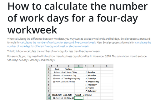 How to calculate the number of work days for a four-day workweek