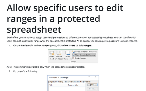 Allow specific users to edit ranges in a protected spreadsheet