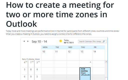 How to create a meeting for two or more time zones in Outlook