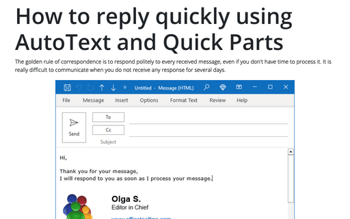 How to reply quickly using AutoText and Quick Parts in Outlook