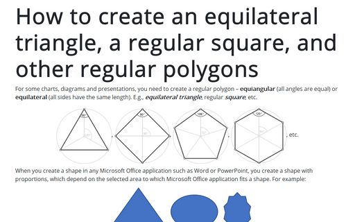 How to create an equilateral triangle, a regular square, and other regular polygons in PowerPoint