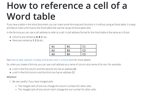 How to reference a cell of a Word table