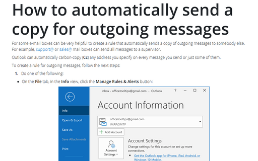How to automatically send a copy for outgoing messages