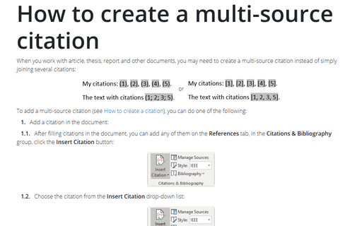 How to create a multi-source citation