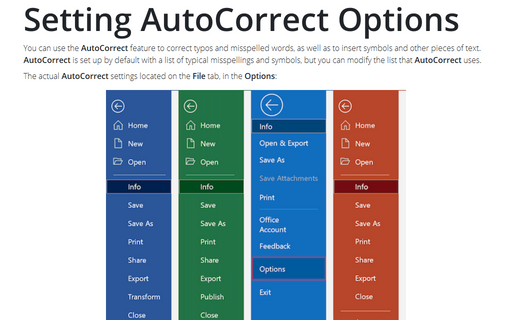 Setting AutoCorrect Options