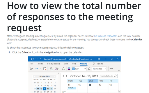 How to view the total number of responses to the meeting request