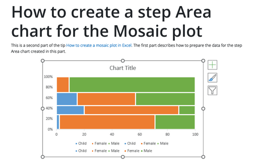 How to create a step Area chart for the Mosaic plot in Excel