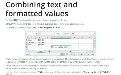 Combining text and formatted values
