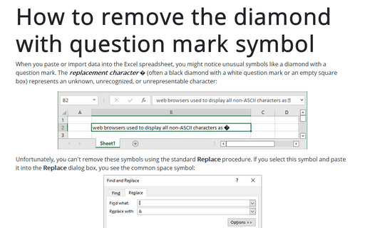How to remove the diamond with question mark symbol