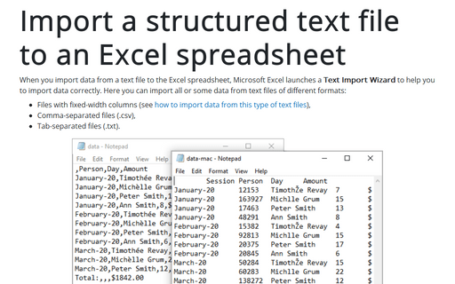 Import a structured text file to an Excel spreadsheet