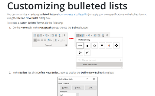 Customizing bulleted lists