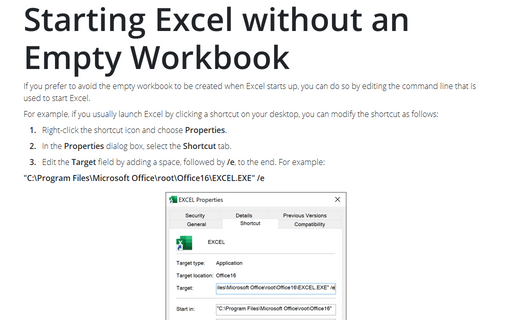 Starting Excel without an Empty Workbook