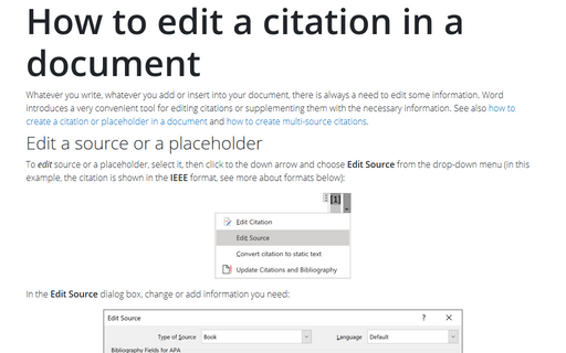 How to edit a citation in a document