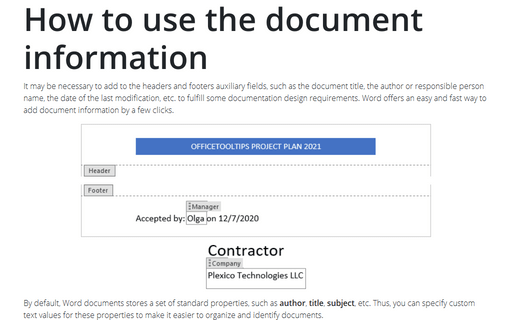 How to use the document information