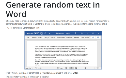 Generate random text in Word