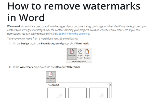 How to remove watermarks in Word