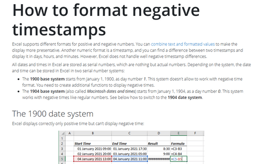 How to format negative timestamps