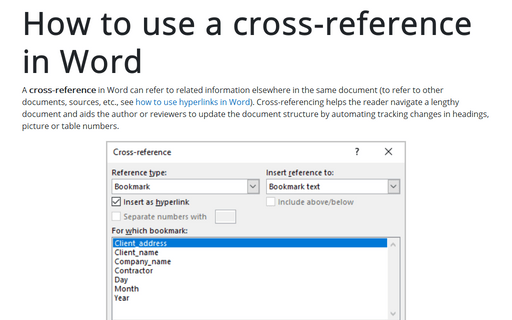 How to use a cross-reference in Word