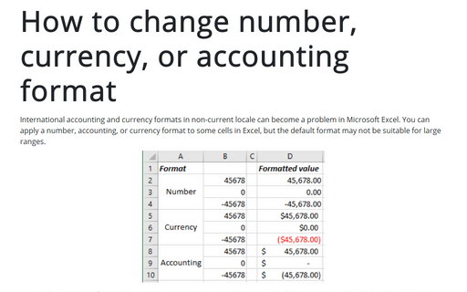 How to change number, currency, or accounting format