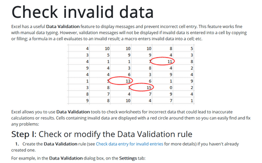 Check invalid data