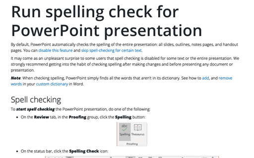 Run spelling check for PowerPoint presentation