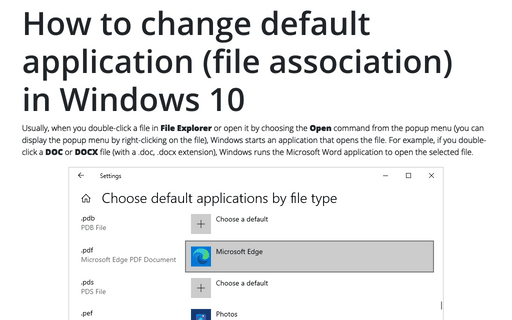 How to change default application (file association) in Windows 10