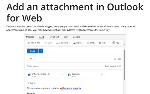 Add an attachment in Outlook for Web