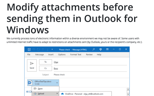 Modify attachments before sending them in Outlook for Windows