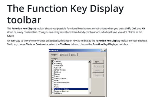 The Function Key Display toolbar