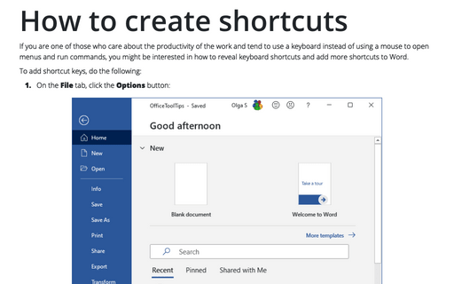 How to create shortcuts