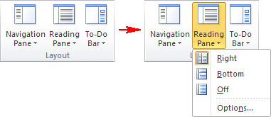 Layout in Outlook 2010