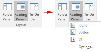 Layout in Outlook 2016