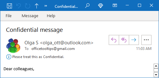 Received message with Confidential option in Outlook 365