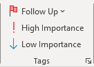 Tags group in Classic ribbon Outlook 365