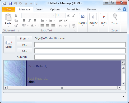 New Message in Outlook 2010