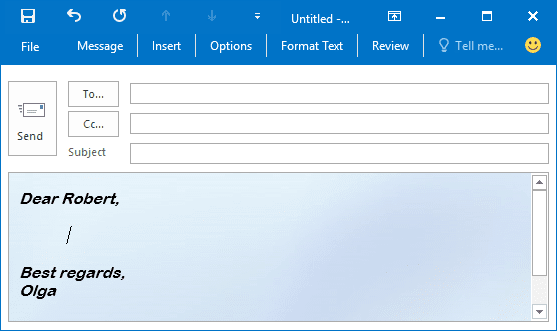 New Message in Outlook 2016